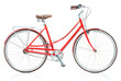 Stylish female red bicycle isolated on white
