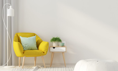 Wall Mural - Interior with a yellow armchair