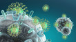 Immune System cells attacking a HIV Virus	