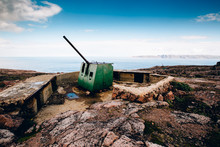 Gun At The Outpost Of The Times Of The Second World War, Kola Peninsula, Russia.