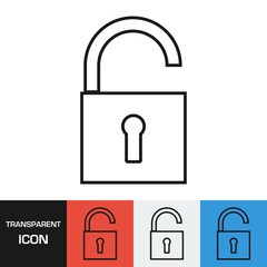 Poster - Transparent open padlock icon. Vector icon on different types backgrounds, Eps 10