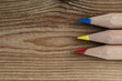 Pencils in Primary Colours on Wood