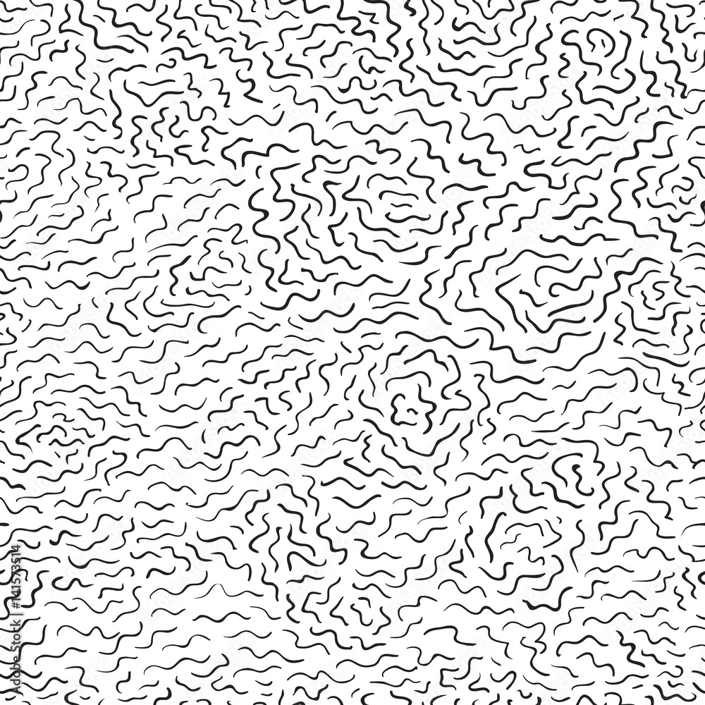 Seamless abstract vector pattern with hand drawn white curved lines on ...