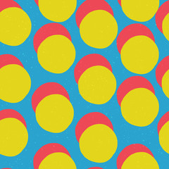 Aufkleber - Pop-art style seamless print. Yellow Circles and Red shadow on Blue Background. Abstract Monochrome Seamless Pattern.