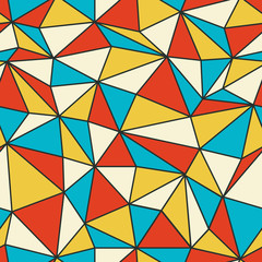 Leinwandbilder - Geometric seamless pattern in retro style. Vintage background. Low poly seamless repeat pattern. Triangular facets. Vector pattern.