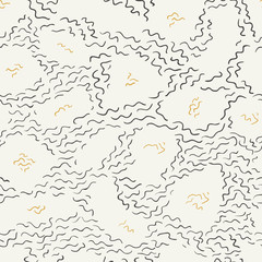 Aufkleber - Doodle line seamless pattern background.  Pattern from black hand drawn chaotic curved lines on a white background. Seamless doodle pattern.
