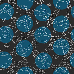 Aufkleber - Doodle line with chaotic dots seamless pattern background.