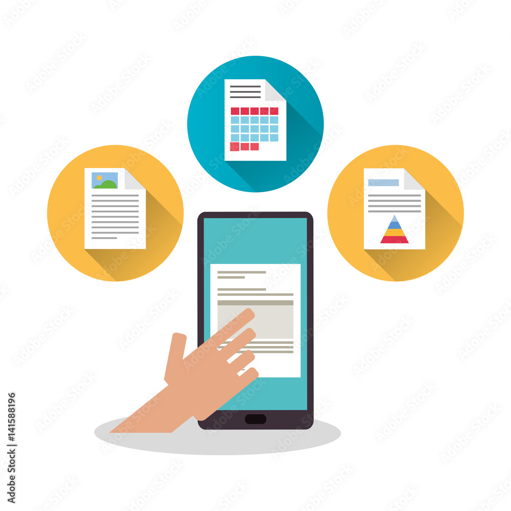 Stock-Vektorgrafik „cellphone with graph chart finance related icons ...
