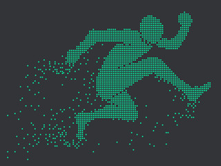 Wall Mural - Running Man,vector graphics,composed of mosaic particle.