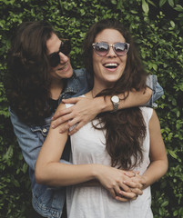 Lesbian Couple Together Outdoors Concept