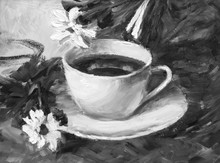 Painting Texture Oil Painting Still Life, A Cup Of Coffee Drink Impressionism Art