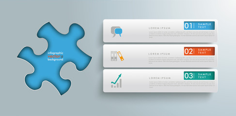 Wall Mural - Puzzle Hole 3 Tabs Infographic