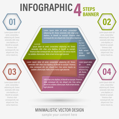 Fototapete - Abstract business four steps vector infographic banner. Part 40.