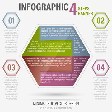 Abstract business four steps vector infographic banner. Part 40.