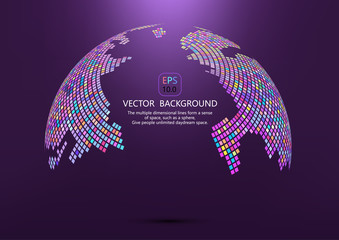 Colorful abstract mosaic sphere, science and technology abstract vector background