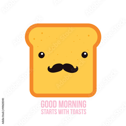 Hipster Toast Bread Funny Cartoon Character With Mustache Buy