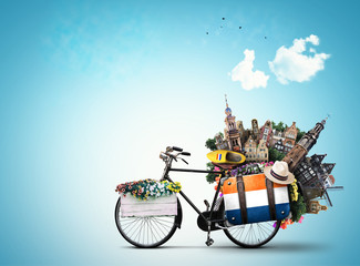 netherlands, a city bicycle with dutch attractions