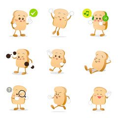 Collection of bread cartoon vector illustration eps 10