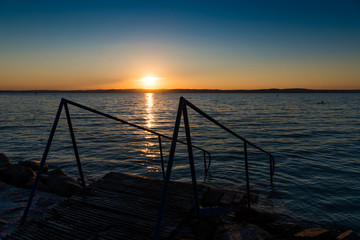 Wall Mural - sunset at lake balaton