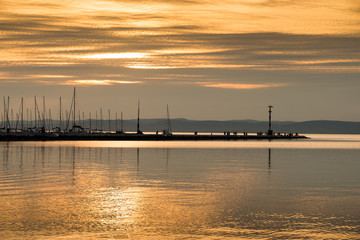 Wall Mural - sunset at lake balaton