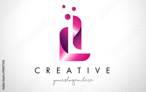 Fotografía LI Letter Logo Design with Purple Colors and Dots