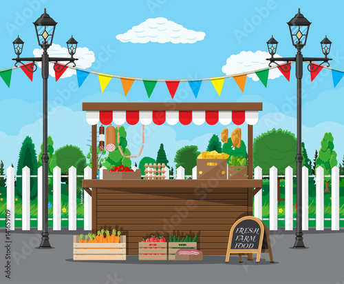 Cuadros en Lienzo Market food stall full of groceries products