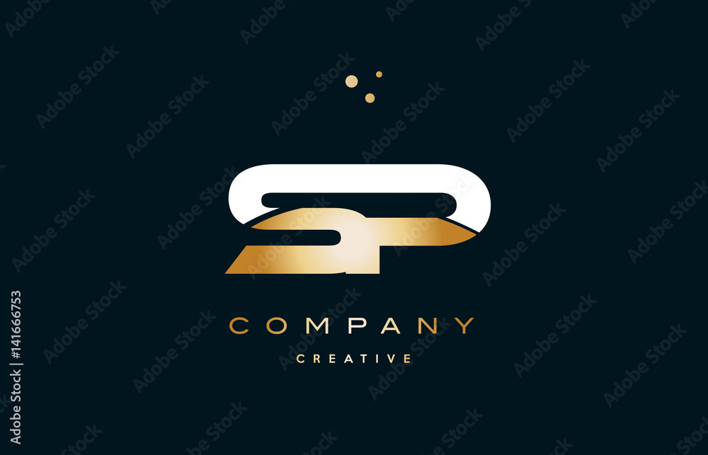 sp s p white yellow gold golden luxury alphabet letter logo icon ...