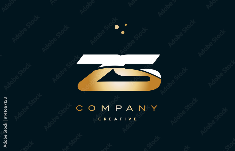 zs z s white yellow gold golden luxury alphabet letter logo icon ...