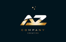 Az A Z  White Yellow Gold Golden Luxury Alphabet Letter Logo Icon Template