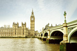 Fototapeta Big Ben - View of the Houses of Parliament and Westminster Bridge in London.
