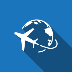 Plane Globe Icon stock vector illustration flat design