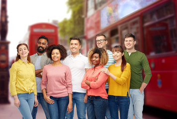 Wall Mural - international group of people over london city