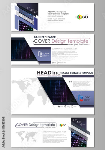 Social Media And Email Headers Set Modern Banners Templates
