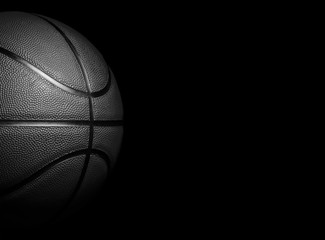 Canvas Print - basketball on black background.