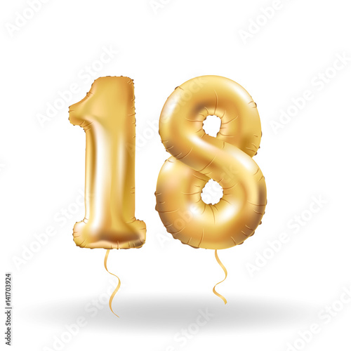 number eighteen metallic balloon Tableau sur Toile