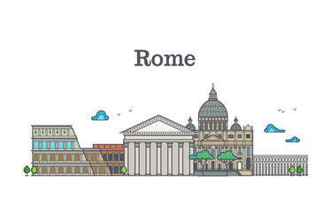 Sticker - Line art rome architecture, italy buildings vector illustration