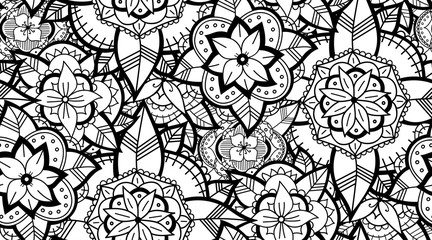 Poster - Seamless Black and White Flower Pattern