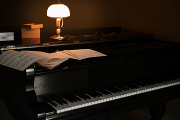 Wall Mural - Black piano, close up