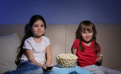 Wall Mural - Kids watching TV at home