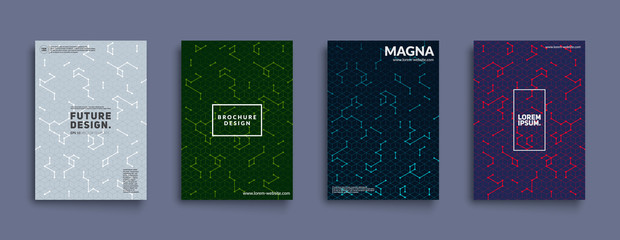 Poster - Futuristic covers design. Cool isometric patterns. Eps10 layered vector.