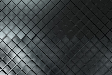 Wall Mural - Futuristic industrial background made from black square metal shapes