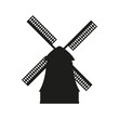 Windmill icon. Vector black silhouette of mill isolated on white background.