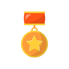 Wall Mural - medal with star and red ribbon