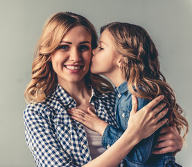 Wall Mural - Mom and daughter