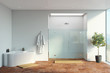3d illustration of showerroom with panoramic view 