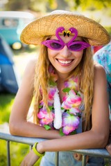 Wall Mural - Beautiful woman in fancy sunglasses