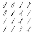 Surgeons tools icons set, simple style