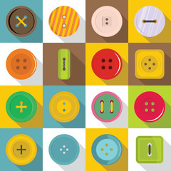 Poster - clothes button icons set, flat style