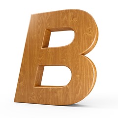Fototapete - 3d Rendering wood material italic letter B isolated white background