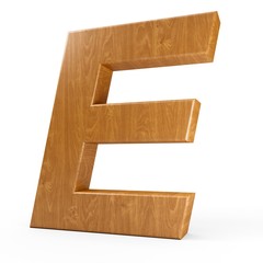 Fototapete - 3d Rendering wood material italic letter E isolated white background